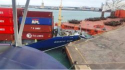 德翔海运ASIATIC SUN集装箱船今早在台中港停靠时不慎撞上码头,JTK3航线船期将会延误